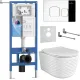 Унитаз подвесной Roxen Vine Tornado в комплекте с инсталляцией StounFix Dual Fresh 6 в 1 979016 кнопка: хром глянцевый