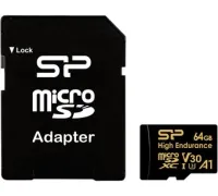 Карта памяти Silicon-Power Golden Series High Endurance microSDXC SP064GBSTXDV3V1HSP 64GB с адаптером