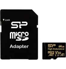Карта памяти Silicon-Power Golden Series High Endurance microSDXC SP064GBSTXDV3V1HSP 64GB с адаптером