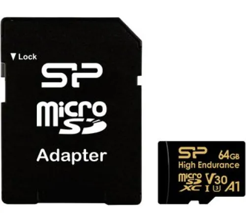 Карта памяти Silicon-Power Golden Series High Endurance microSDXC SP064GBSTXDV3V1HSP 64GB с адаптером