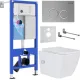 Унитаз подвесной Roxen Cube Bidet One Rimless 6 в 1 StounFix Dual Fresh 533185 кнопка: матовая