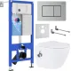 Унитаз подвесной Roxen Antares Bidet в комплекте с инсталляцией StounFix Dual Fresh 6 в 1 968424 кнопка: сатин
