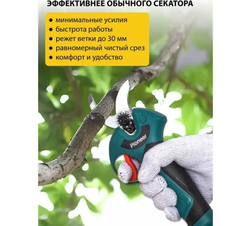 Секатор Pioneer Tools BP-20V20BL-01 с 1-им АКБ, кейс