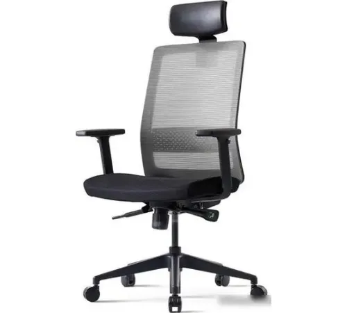 Офисное кресло Bestuhl S30 Black Pl с подголовником и подлокотником черная сетка/серая ткань