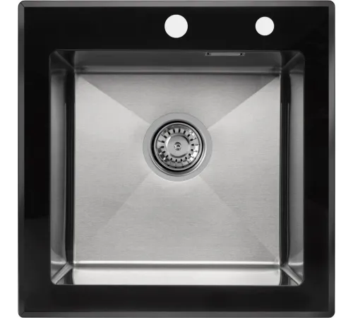 Кухонная мойка ARFEKA ECO AR 500*500 GS BLACK GLASS + SATIN