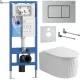 Унитаз подвесной Roxen Royal Matt в комплекте с инсталляцией StounFix Dual Fresh 6 в 1 968301 кнопка: сатин