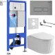 Унитаз подвесной Roxen Royal Matt в комплекте с инсталляцией StounFix Dual Fresh 6 в 1 968214 кнопка: хром - матовый