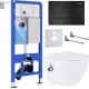 Унитаз подвесной Roxen Antares Bidet в комплекте с инсталляцией StounFix Dual Fresh 6 в 1 958156 кнопка: черный матовый
