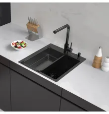 Кухонная мойка ARFEKA Eco AR мойка 450*500, коландер G, дозатор Black Decor