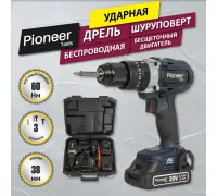 Ударная дрель-шуруповерт Pioneer Tools CID-E2002CB с 2-мя АКБ, кейс