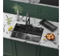 Кухонная мойка Roxen Simple 560220-70B PVD графит с коландером и дозатором