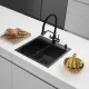 Кухонная мойка ARFEKA ECO AR мойка 500*500, коландер F, дозатор BLACK DECOR VOLCANIC