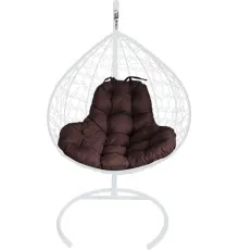Подвесное кресло M-Group XL 11120105 белый ротанг/коричневая подушка