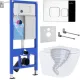 Унитаз подвесной Roxen Antares Tornado Long в комплекте с инсталляцией StounFix Dual Fresh 6 в 1 868434 кнопка: хром глянцевый глянцевая