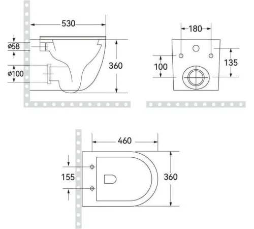 Унитаз подвесной Roxen Antares Tornado Long 530205-01GM-L