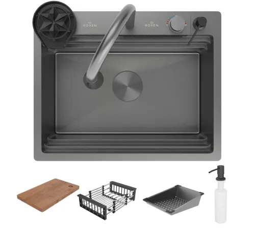 Кухонная мойка Roxen Stage Plus 560250-60B многофункциональная 8 в 1 60*48/графит