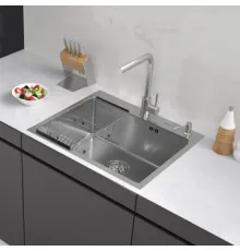 Кухонная мойка ARFEKA ECO AR мойка 600*500, коландер F, дозатор SATIN DECOR VOLCANIC