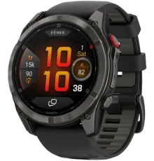Умные часы Garmin Fenix 8 Pro 51 мм серый, черный силиконовый ремешок
