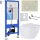 Унитаз подвесной Roxen Antares 530185-01 в комплекте с инсталляцией StounFix Dual Fresh 6 в 1 966461 кнопка: бежевый