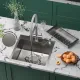 Кухонная мойка Roxen Simple 560220-50-GR сатин/текстурная с коландером и дозатором