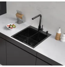 Кухонная мойка ARFEKA ECO AR мойка 450*500, коландер F, дозатор BLACK DECOR MILLET
