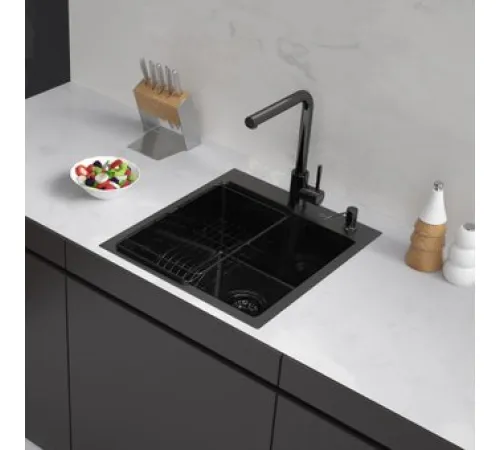 Кухонная мойка ARFEKA ECO AR мойка 450*500, коландер F, дозатор BLACK DECOR MILLET