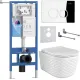 Унитаз подвесной Roxen Vine Tornado в комплекте с инсталляцией StounFix Dual Fresh 6 в 1 979009 кнопка: хром глянцевый