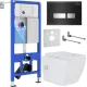 Унитаз подвесной Roxen Cube Bidet One Rimless 6 в 1 StounFix Dual Fresh 649838 чёрное стекло