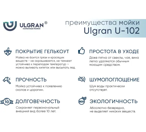 Кухонная мойка Ulgran U-102n 344 ультра-черный