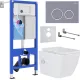 Унитаз подвесной Roxen Cube bidet в комплекте с инсталляцией StounFix Dual Fresh 6 в 1 966127 кнопка: серый бетон