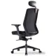 Офисное кресло Bestuhl J1 Black Pl с подголовником и подлокотником черная сетка/черная ткань