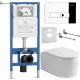 Унитаз подвесной Roxen Royal Matt в комплекте с инсталляцией StounFix Dual Fresh 6 в 1 968213 кнопка: хром глянцевый