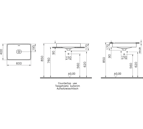Умывальник Vitra Metropole 7535B003-0673