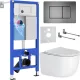 Унитаз подвесной Roxen Vortex Tornado в комплекте с инсталляцией StounFix Dual Fresh 6 в 1 964579 кнопка: оружейная сталь