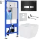Унитаз подвесной Roxen Cube One Rimless 6 в 1 StounFix Dual Fresh 646038 чёрное стекло