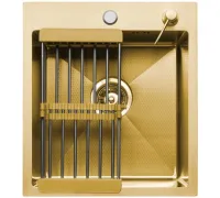 Кухонная мойка Aquaforta 450*500, коландер, дозатор GOLD DECOR
