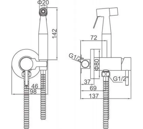 Смеситель с лейкой для биде Ledeme L75398-2