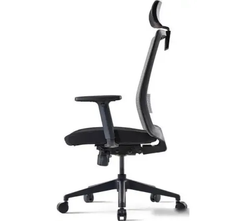 Офисное кресло Bestuhl S30 Black Pl с подголовником и подлокотником черная сетка/серая ткань