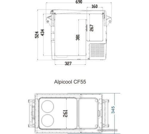 Компрессорный автохолодильник Alpicool CF55 без адаптера 220В