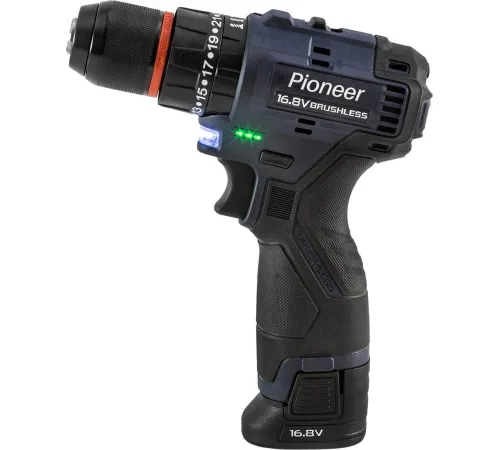 Ударная дрель-шуруповерт Pioneer Tools CID-E1602BL-22C с 2-мя АКБ, сумка