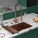 Кухонная мойка Roxen Uno 560210-54BR-V бронза/текстурная PVD покрытие с ролл-матом и дозатором