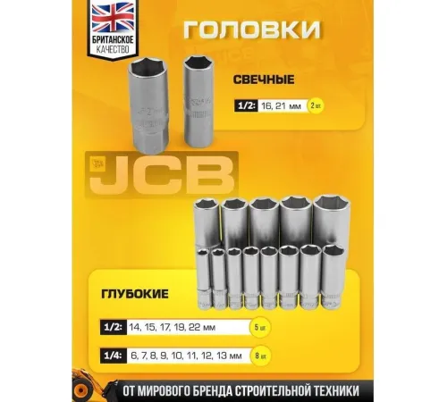 Набор трещотка с головками и битами JCB JCB-41082-5 108 предметов