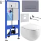 Унитаз подвесной Roxen Egg в комплекте с инсталляцией StounFix Dual Fresh 6 в 1 966842 кнопка: серый гранит