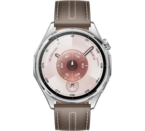 Умные часы Huawei Watch GT 6 46 мм серебристый, с коричневым кожаным ремешком, международная версия