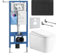 Унитаз подвесной Roxen Martin в комплекте с инсталляцией StounFix Dual Fresh 6 в 1 868621 кнопка: оружейная сталь