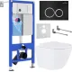 Унитаз подвесной Roxen Antares One Rimless 6 в 1 StounFix Dual Fresh 506406 кнопка: черный матовый