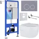 Унитаз подвесной Roxen Porto в комплекте с инсталляцией StounFix Dual Fresh 6 в 1 966078 кнопка: серый бетон