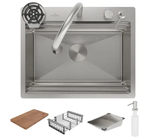 Кухонная мойка Roxen Stage Plus 560250-60 многофункциональная 8 в 1 60*48/сатин