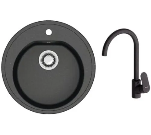 Кухонная мойка Berge BR-5200 + Like F8007122 черный