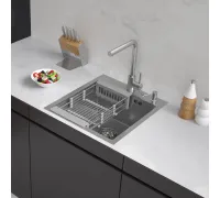 Кухонная мойка ARFEKA Eco AR мойка 450*500, коландер, дозатор SATIN DECOR MILLET GRAINS